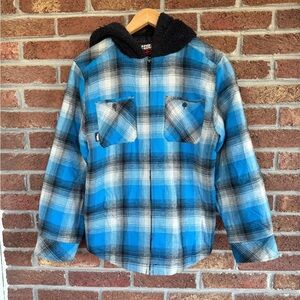 No Fear Blue Plaid Kids Jacket. Large